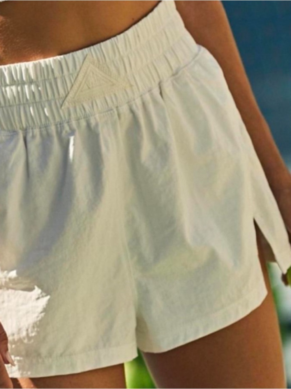 Free People Women's White Elastic Waist Summer Shorts
